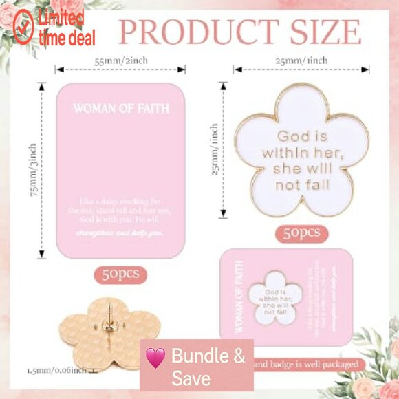 Faith Lapel Pin with Blessing Card, Zinc Alloy Enamel Brooch for Women - Picture 3 of 8